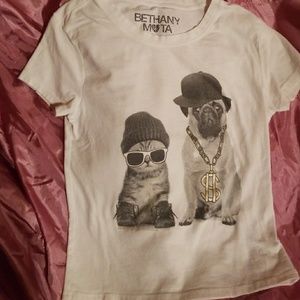 🍊BETHANY MOTA rare fun tee cat and dog S/P